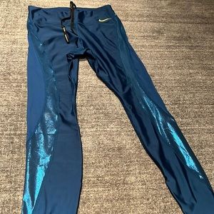 Nike Blue Metallic Leggings Size M